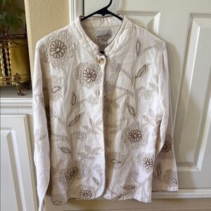 Chic Cream Embroidered Blazer